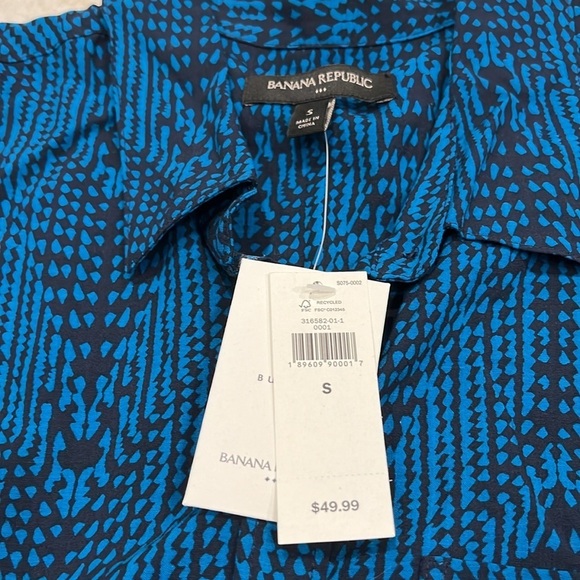 NEW Banana Republic Factory | Sleeveless Button Up Top | Blue/Black | Small - Picture 2 of 8